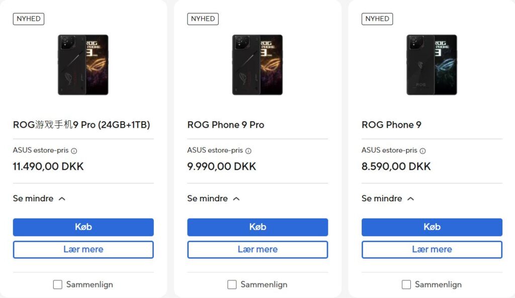 Her er de danske priser på den nye ROG serie telefoner fra Asus