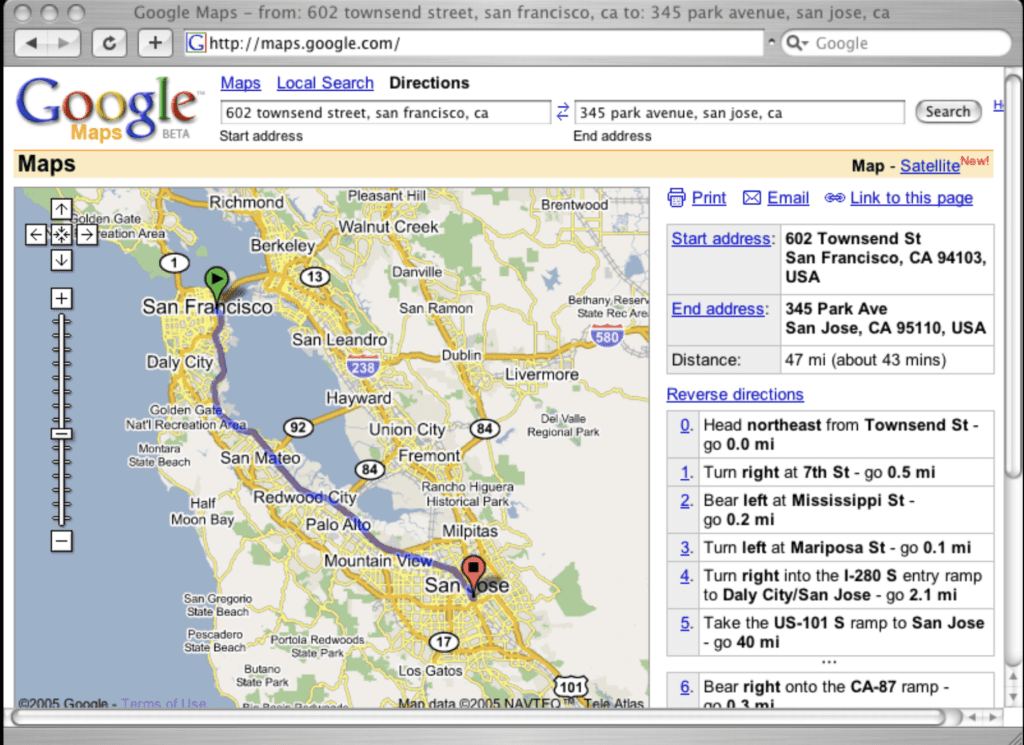 Google Maps 2005