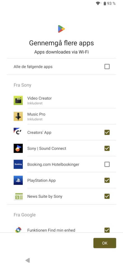 Sony-specifikke apps