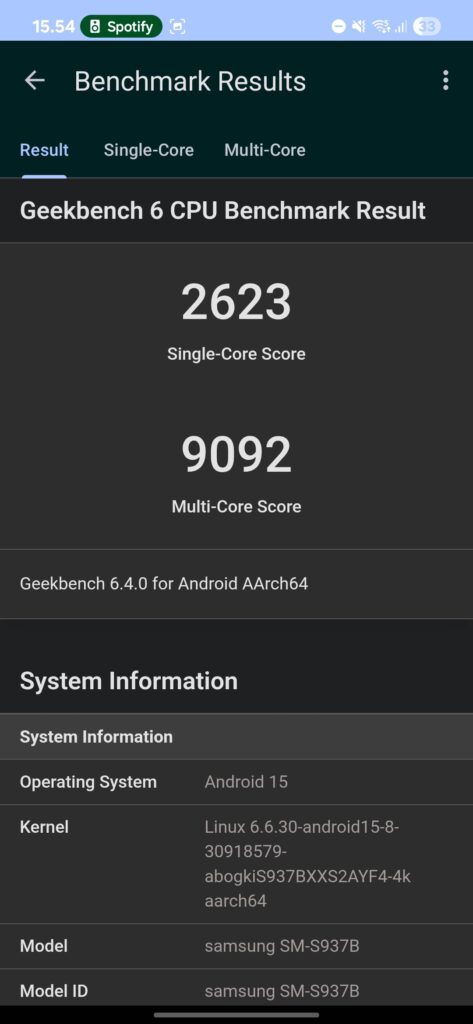 Geekbench S25 Edge