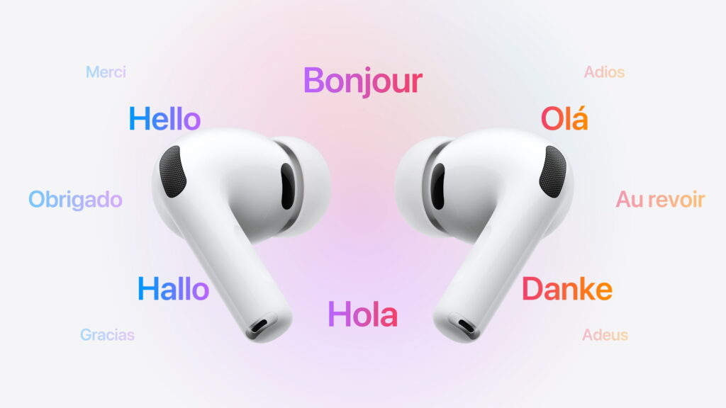 AirPods Live Translation kommer nu med endnu flere sprog. Foto: Apple