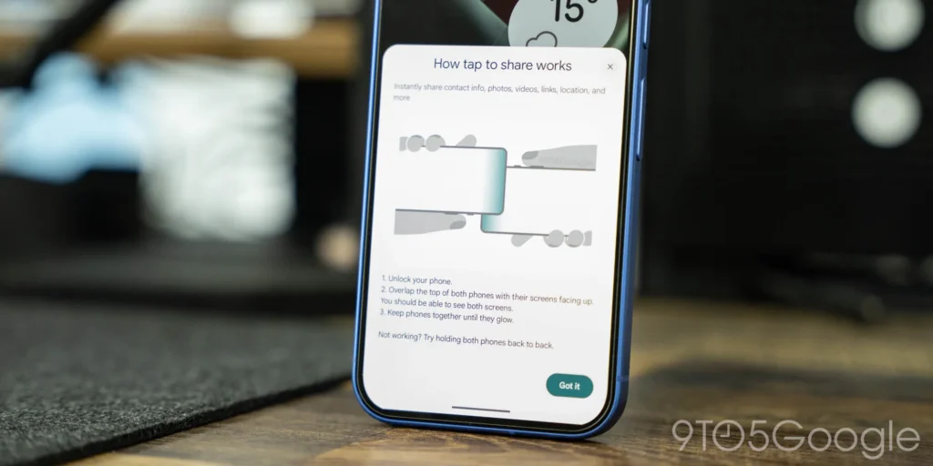 Android får snart Tap to Share. Foto: 9to5Google