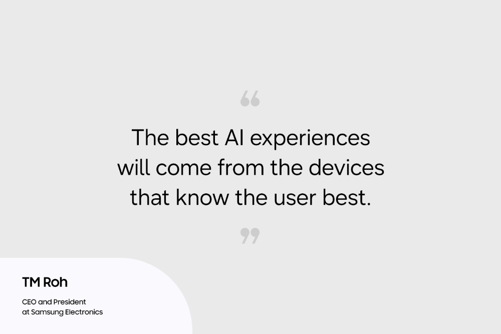 Samsungs topchef TM Roh præsenterer visionen for kunstig intelligens i smartphones forud for Galaxy Unpacked 2026.
