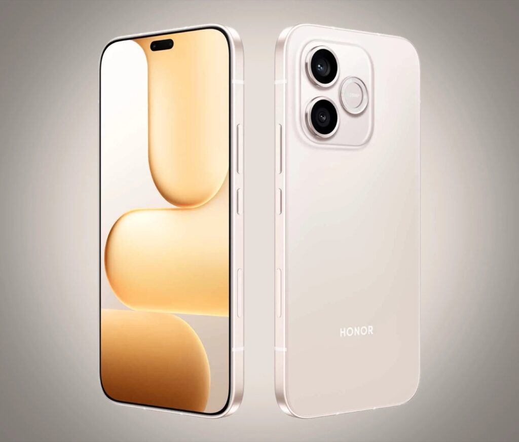 Honor 600 Lite smartphone set fra både for- og bagside med slank skærmkant