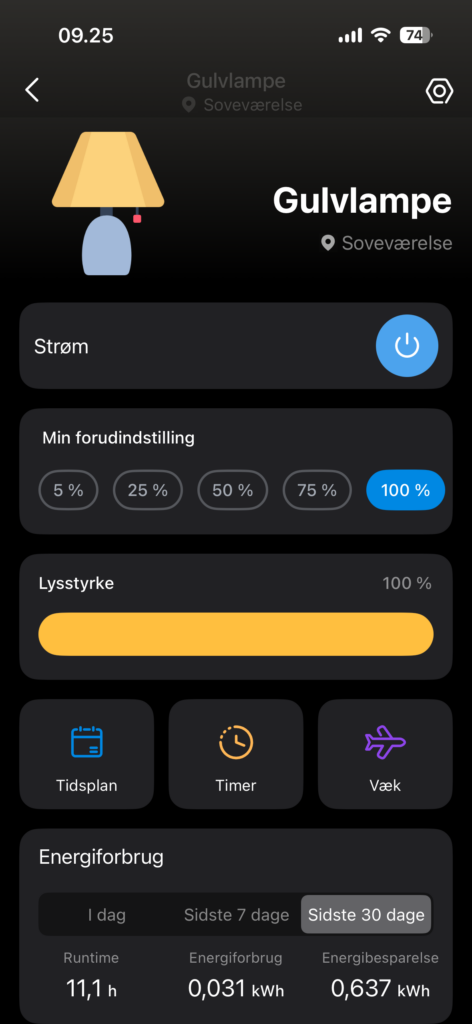 Screenshot fra TP-Link Tapo-appen.