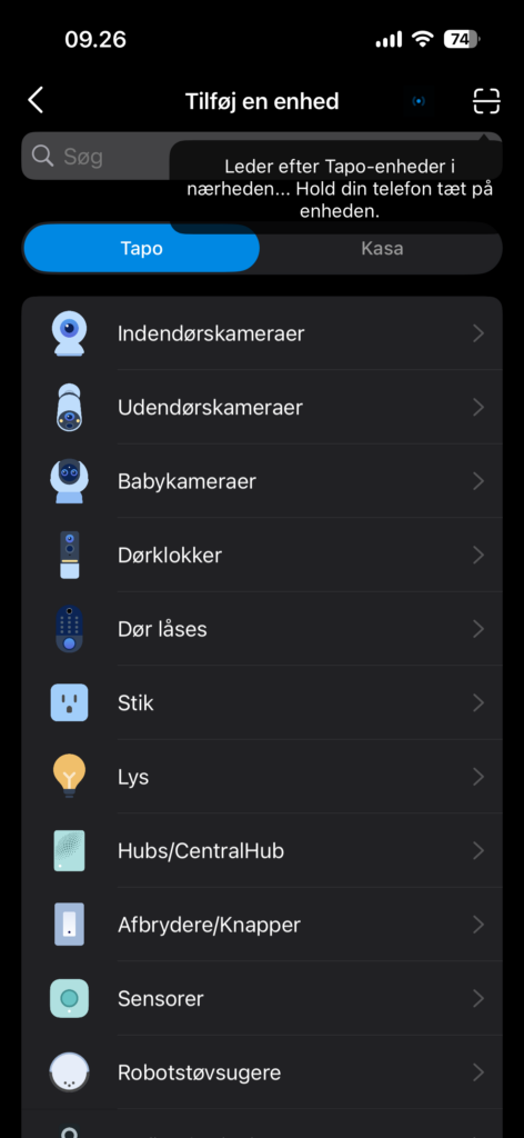 Opsætningsprocessen er ganske enkelt i TP-Link Tapo-appen.